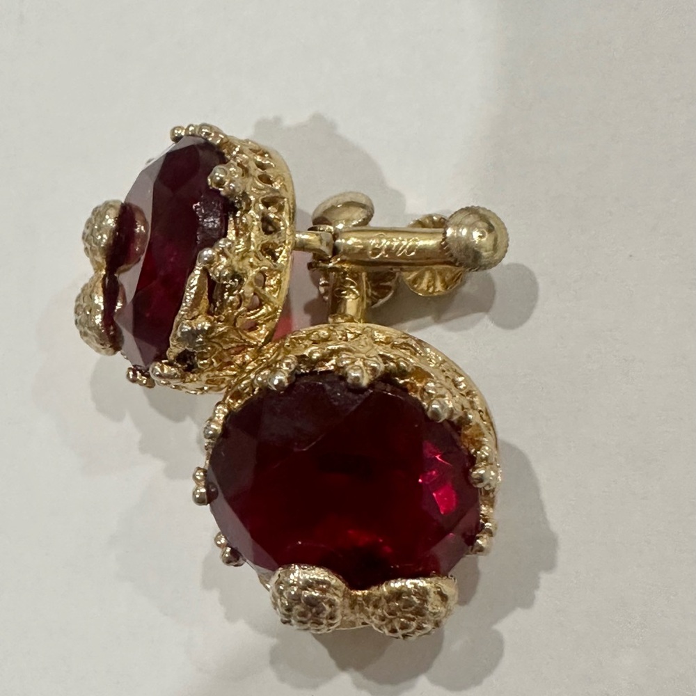 Ruby Rasberry Vintage Earrings - image 4